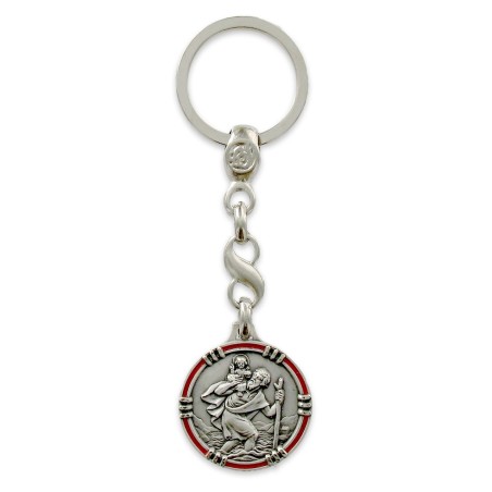 Porte Clés Médaille Argentée de Saint Christophe Patron des Voyageurs