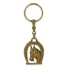 Porté clés Equitation façon Bronze, Tête et Fer à Cheval. Fabrication Artisanale Française.