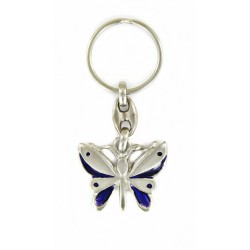 Porte clés Papillon Violet en métal. Made In France