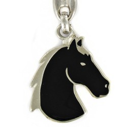 Porte clés Tête de Cheval Noir. Fabrication Artisanale Française.