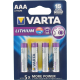 Pile AAA LR03 1.5V Lithium VARTA - Pack de 4