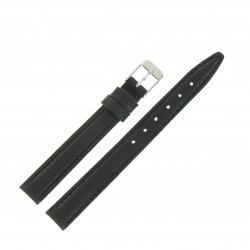Bracelet Montre 12mm Noir en Cuir Véritable Fabrication Arisanale