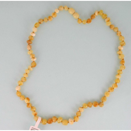 Collier Adulte en Ambre de la Baltique 45cm "baroque" couleur milky