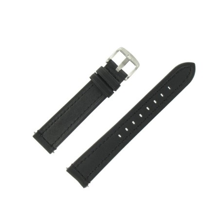 Bracelet de Montre 18mm Cuir Noir de Bœuf Waterproof Fabrication Artisanale