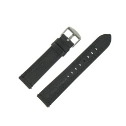 Bracelet de montre Noir largeurs de 16/18/20/22mm en Cuir de Bœuf pleine fleur Waterproof EcoCuir