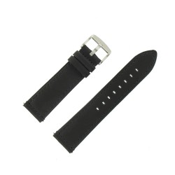 Bracelet de montre Noir largeurs de 16/18/20/22mm en Cuir de Bœuf pleine fleur Waterproof EcoCuir