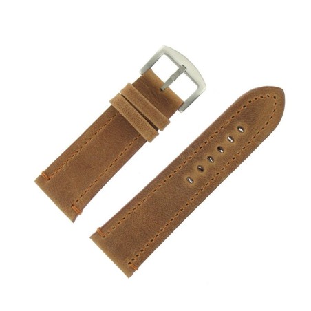 Bracelet de Montre 28mm Marron Doré en Cuir Vintage Arizona Fabrication Artisanale Européenne