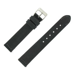 Bracelet de Montre 18mm Noir en Cuir Nubuck Véritable Fabrication Artisanale