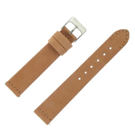 Bracelet de Montre 18mm Marron Doré en Cuir Nubuck Véritable Fabrication Artisanale