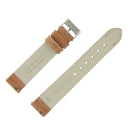 Bracelet de Montre 18mm Marron Doré en Cuir Nubuck Véritable Fabrication Artisanale