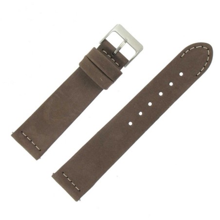 Bracelet de Montre 20mm Marron en Cuir Nubuck Véritable Fabrication Artisanale