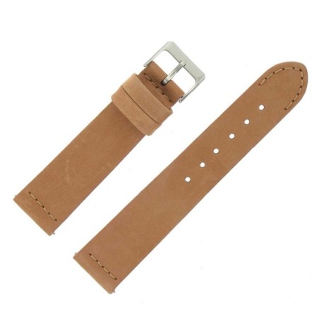 Bracelet de Montre 20mm Marron Doré en Cuir Nubuck Véritable Fabrication Artisanale