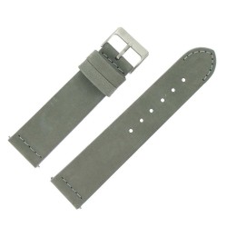 Bracelet de Montre 22mm Gris en Cuir Nubuck Véritable Fabrication Artisanale