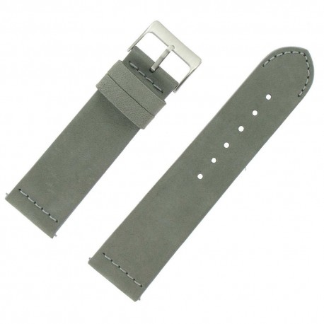 Bracelet de Montre 24mm Gris en Cuir Nubuck Véritable Fabrication Artisanale