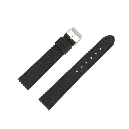 Bracelet de Montre 18mm Noir en Cuir Grain Buffalo Vintage Fabrication Artisanale