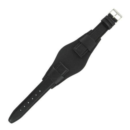 Bracelet montre Bund Américain Noir Cuir véritable Artisanal