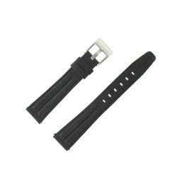 Bracelet de Montre 18mm en Cuir Noir de Buffle Fabrication Artisanale 