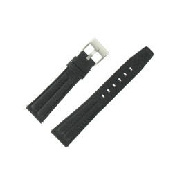 Bracelet de Montre 20mm Noir en Cuir de Buffle Fabrication Artisanale Européenne