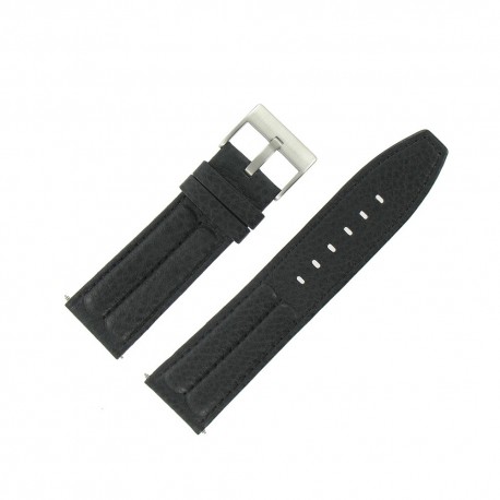 Bracelet de Montre 24mm Noir en Cuir de Buffle Fabrication Artisanale Européenne