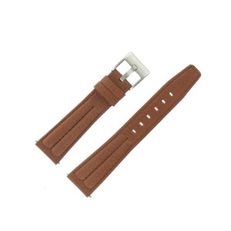 Bracelet de Montre 20mm Marron Doré en Cuir de Buffle Artisanale
