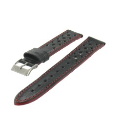 Bracelet montre Noir 18mm Racing Cuir de veau Artisanal