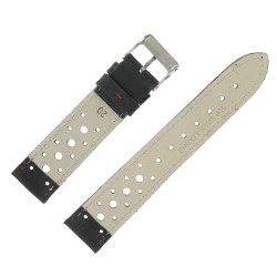Bracelet montre Noir 18mm Racing Cuir de veau Artisanal