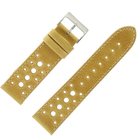 Bracelet montre Beige 24mm Racing Cuir de veau Artisanal