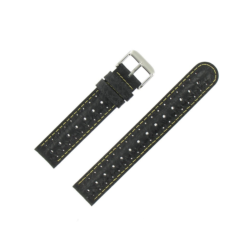 Bracelet de Montre 18mm Noir en Cuir Buffalo Anti-Transpirant Bracelet de Montre 18mm Noir en Cuir Buffalo Anti-Transpirant