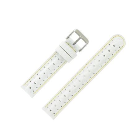 Bracelet de Montre 18mm Blanc en Cuir Gaufré Buffalo Sport Anti-Transpirant