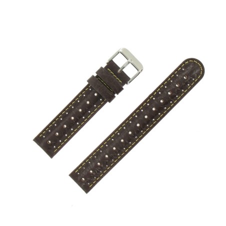Bracelet de Montre 18mm Marron en Cuir Gaufré Buffalo Sport Anti-Transpirant
