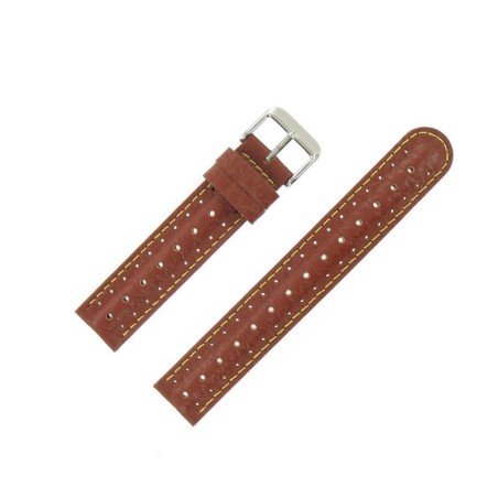 Bracelet de Montre 18mm Marron Clair en Cuir Gaufré Buffalo Sport Anti-Transpirant