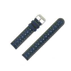 Bracelet de Montre 18mm Bleu en Cuir Gaufré Buffalo Sport Anti-Transpirant