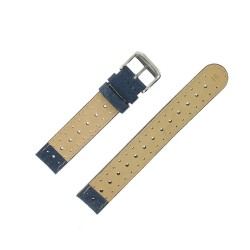 Bracelet de Montre 18mm Bleu en Cuir Gaufré Buffalo Sport Anti-Transpirant