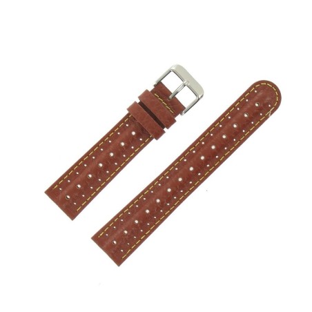 Bracelet de Montre 20mm Marron Clair en Cuir Gaufré Buffalo Sport Anti-Transpirant