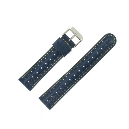 Bracelet de Montre 20mm Bleu en Cuir Gaufré Buffalo Sport Anti-Transpirant