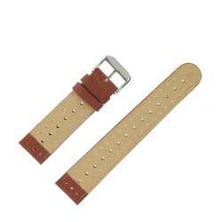 Bracelet de Montre 22mm Marron Clair en Cuir Gaufré Buffalo Sport Anti-Transpirant