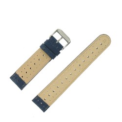 Bracelet de Montre 22mm Bleu en Cuir Gaufré Buffalo Sport Anti-Transpirant