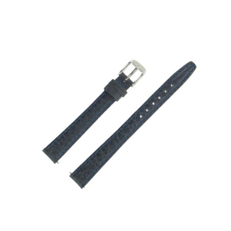 Bracelet de montre 12mm Bleu Extra Long en Cuir de Buffle Fabrication Artisanale