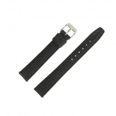 Bracelet de montre 16mm Noir Extra Long en Cuir de Buffle Fabrication Artisanale