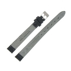 Bracelet de montre 12mm Noir en Cuir gaufré Gracy pailleté Artisanal