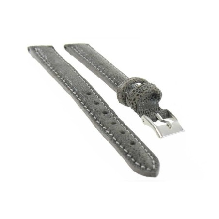 Bracelet de montre 12mm Gris en Cuir gaufré Gracy pailleté Artisanal