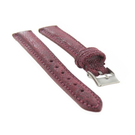 Bracelet de montre 14mm Bordeaux en Cuir gaufré Gracy pailleté Artisanal