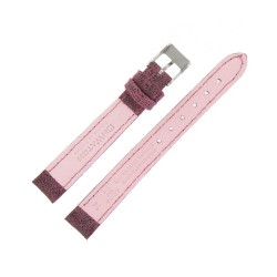 Bracelet de montre 14mm Bordeaux en Cuir gaufré Gracy pailleté Artisanal