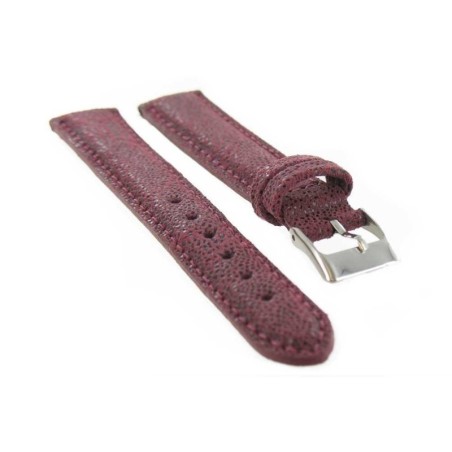 Bracelet de montre 16mm Bordeaux en Cuir gaufré Gracy pailleté Artisanal