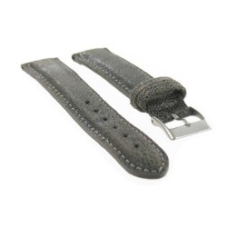 Bracelet de montre 12mm Noir en Cuir gaufré Gracy pailleté Artisanal