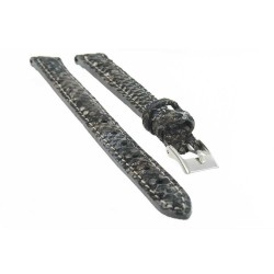Bracelet de Montre Gris 12mm Cuir de veau gaufré Python Artisanal