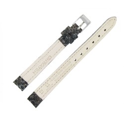 Bracelet de montre Noir 12mm Cuir de veau gaufré Python Artisanal