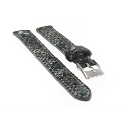 Bracelet de Montre Gris 14mm Cuir de veau gaufré Python Artisanal