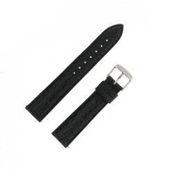 Bracelet Montre 18mm Noir Sport Double Joncs Requin Véritable