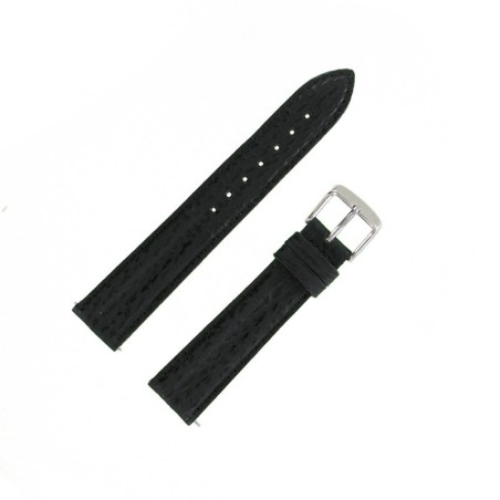 Bracelet Montre 18mm Noir Sport Double Joncs Requin Véritable